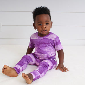 Front Opening Romper in Purple Frosting | Bamboo Viscose