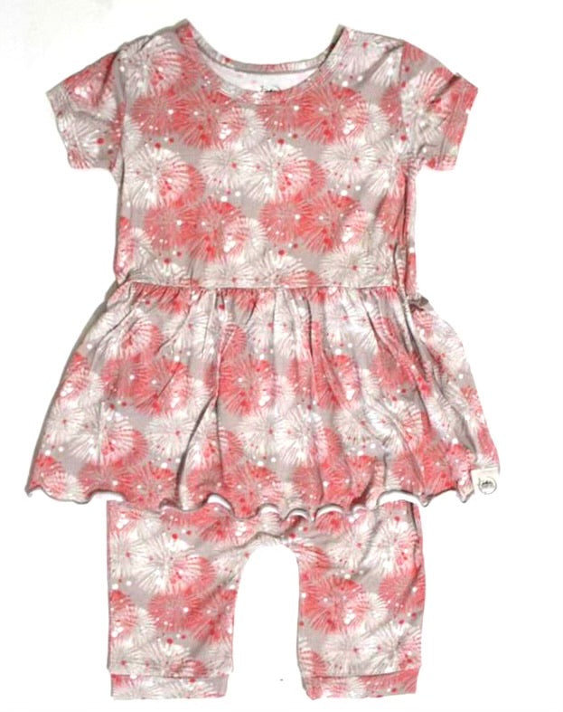 Front Opening Twirl Shortie Romper in Fire Work It | Bamboo Viscose