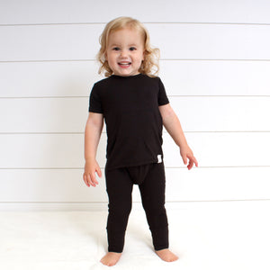 Front Opening Romper in Essential Midnight | Ribbed Bamboo Viscose