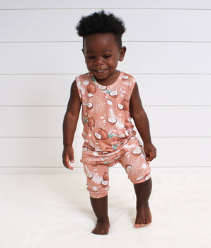 Front Opening Tank Shortie Romper in Coco Nutty