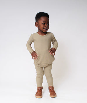 Front Opening Romper in Moss
