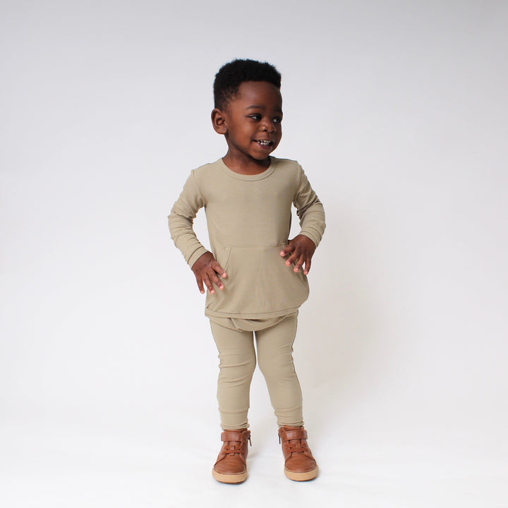 Front Opening Romper in Moss | Ribbed Bamboo Viscose