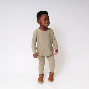 Front Opening Romper in Moss | Ribbed Bamboo Viscose