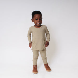 Front Opening Romper in Moss | Ribbed Bamboo Viscose