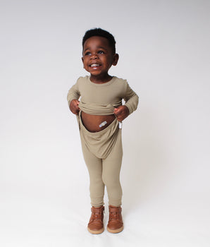 Front Opening Romper in Moss