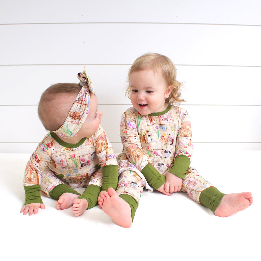 Front Opening Romper in Bunny Tales | Bamboo Viscose