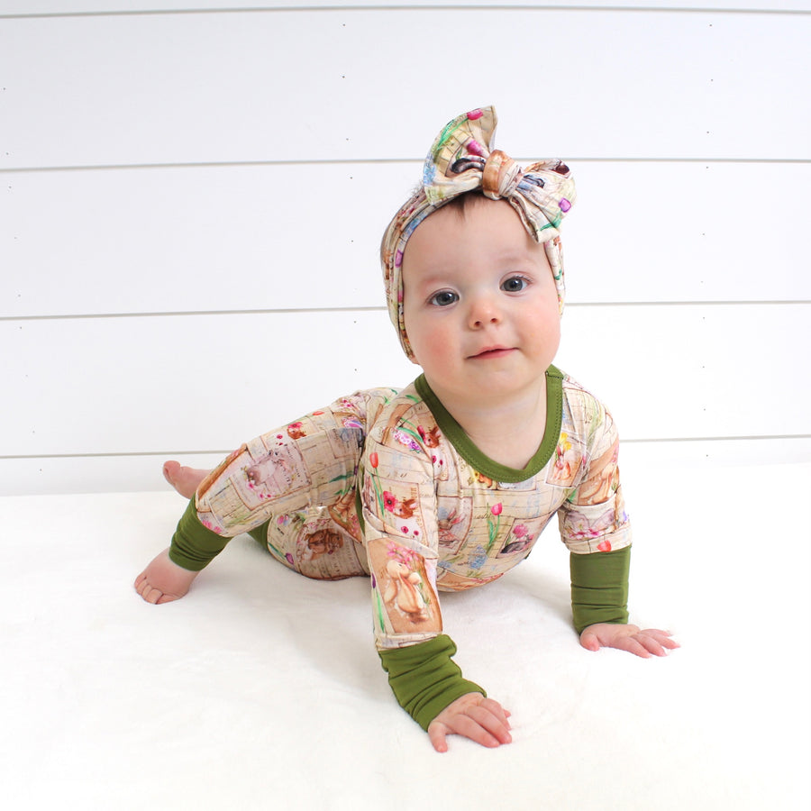 Front Opening Romper in Bunny Tales | Bamboo Viscose