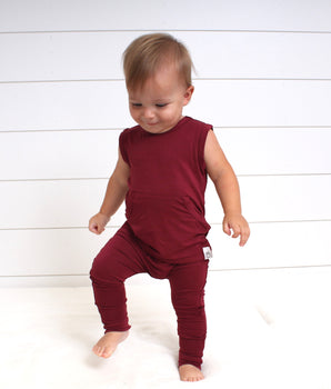 Front Opening Tank Romper in Cranberry