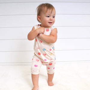 Front Opening Tank Shortie Romper in Boho Candy Buttons | Bamboo Viscose