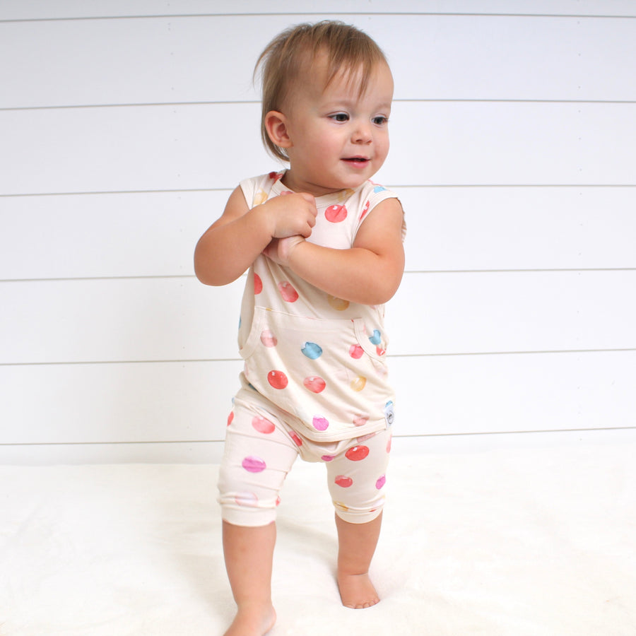 Front Opening Tank Shortie Romper in Boho Candy Buttons | Bamboo Viscose