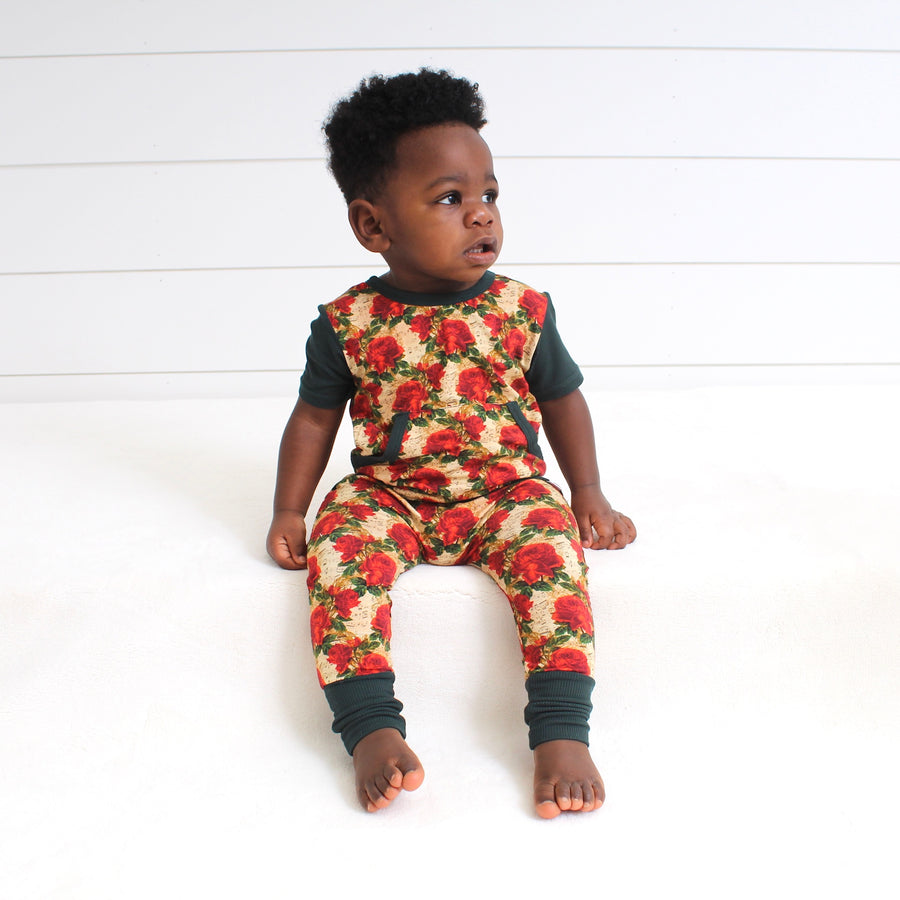 Front Opening Romper in Smell the Roses | Bamboo Viscose