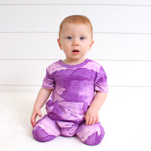 Front Opening Romper in Purple Frosting | Bamboo Viscose