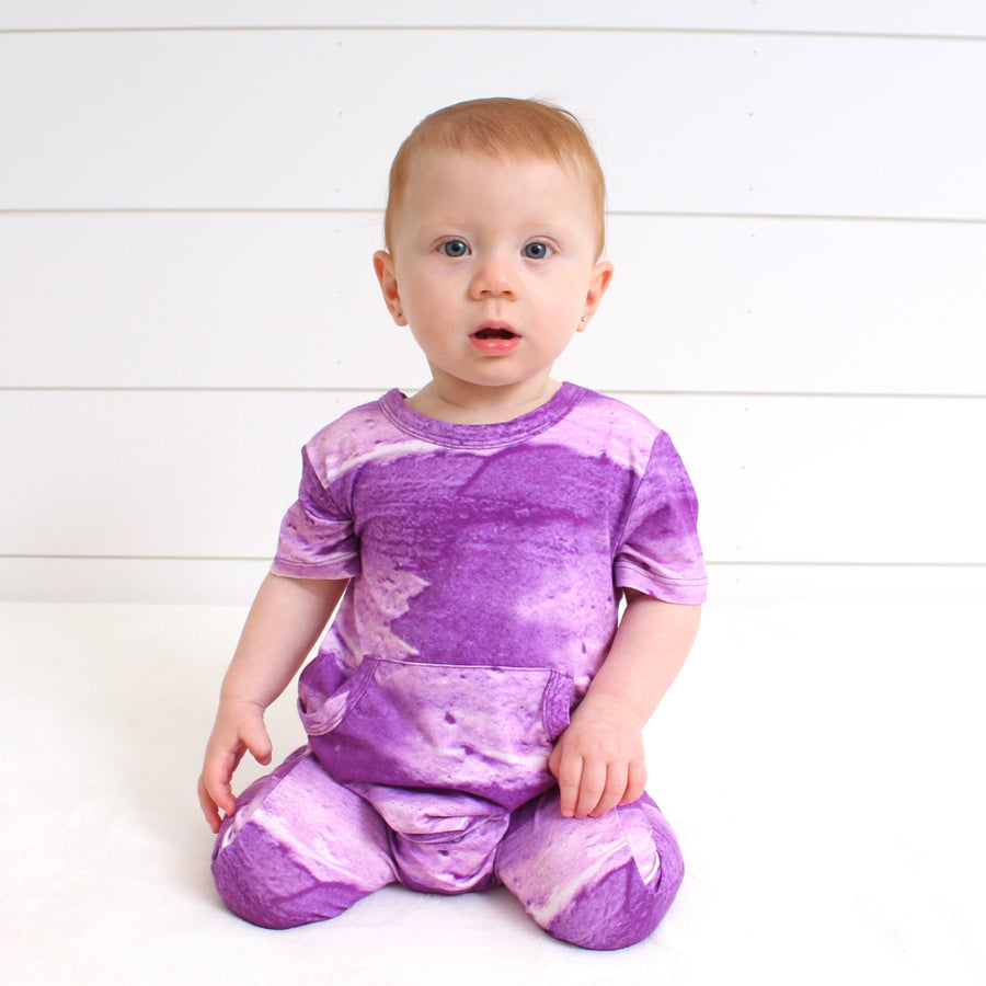 Front Opening Romper in Purple Frosting | Bamboo Viscose