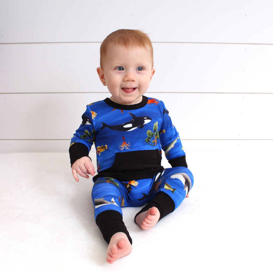 Front Opening Romper in Under the Sea | Bamboo Viscose