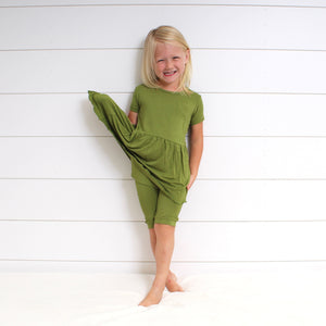 Front Opening Twirl Shortie Romper in Olive My Heart | Bamboo Viscose