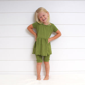 Front Opening Twirl Shortie Romper in Olive My Heart | Bamboo Viscose
