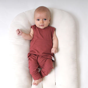 Front Opening Tank Romper in Memphis Rust | Ribbed Bamboo Viscose