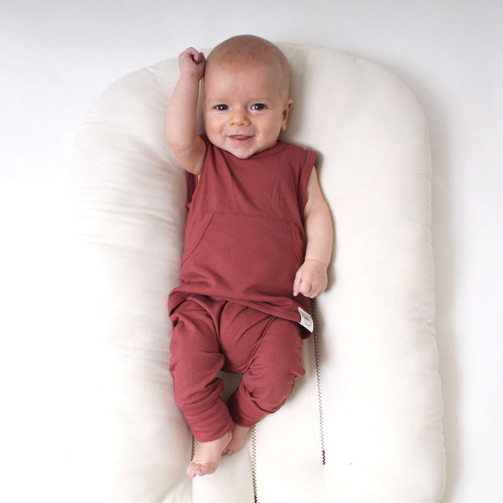 Front Opening Tank Romper in Memphis Rust | Ribbed Bamboo Viscose