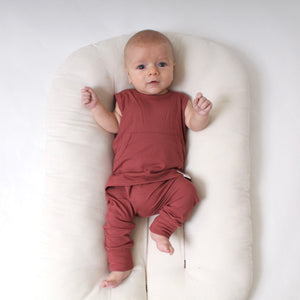 Front Opening Tank Romper in Memphis Rust | Ribbed Bamboo Viscose
