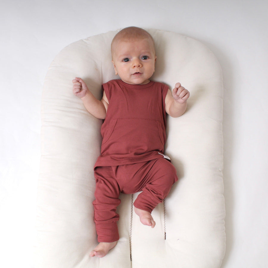 Front Opening Tank Romper in Memphis Rust | Ribbed Bamboo Viscose