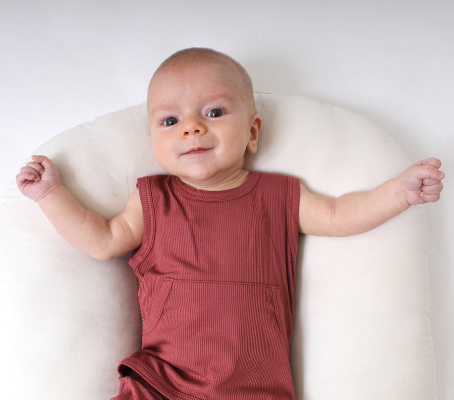 Front Opening Tank Romper in Memphis Rust | Ribbed Bamboo Viscose