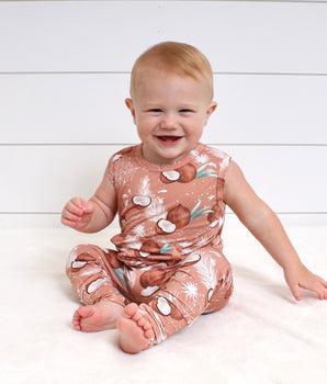 Front Opening Tank Romper in Coco Nutty