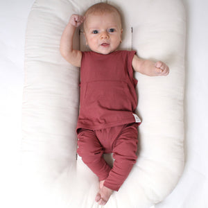 Front Opening Tank Romper in Memphis Rust | Ribbed Bamboo Viscose