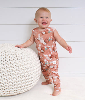 Front Opening Tank Romper in Coco Nutty