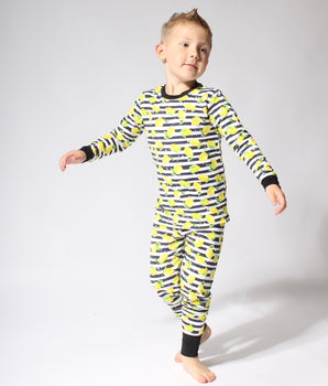 2 pc Loungewear Set in Lemon Line | Bamboo Viscose