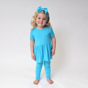 Front Opening Twirl Romper in Aqua | Bamboo Viscose