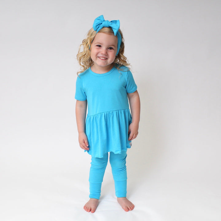 Front Opening Twirl Romper in Aqua | Bamboo Viscose