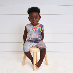 Front Opening Tank Shortie in Radiant Rainbow | Bamboo Viscose