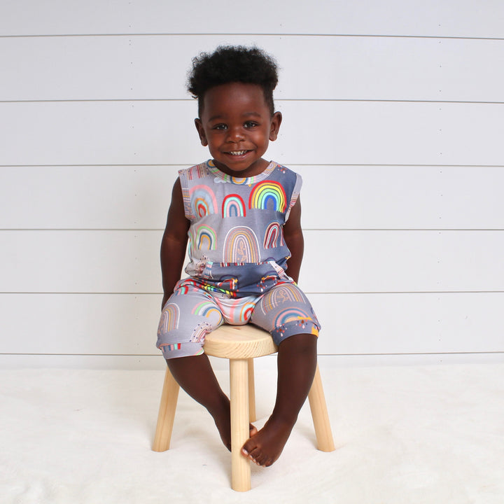 Front Opening Tank Shortie in Radiant Rainbow | Bamboo Viscose