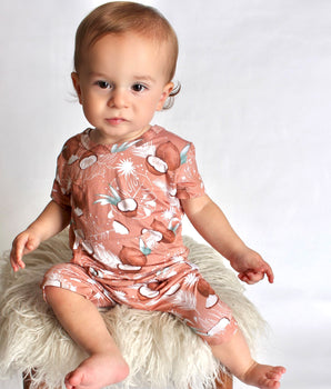 Front Opening Shortie Romper in Coco Nutty | Bamboo Viscose