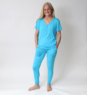 Women’s 2 pc Loungewear Set in Aqua | Bamboo Viscose