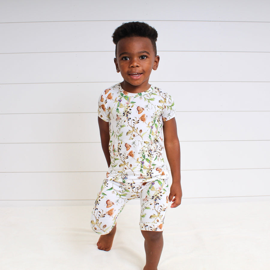 Front Opening Shortie Romper in Butterflies | Bamboo Viscose