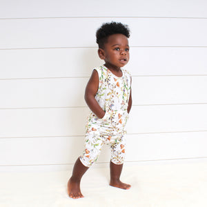 Front Opening Tank Shortie Romper in Butterflies | Bamboo Viscose