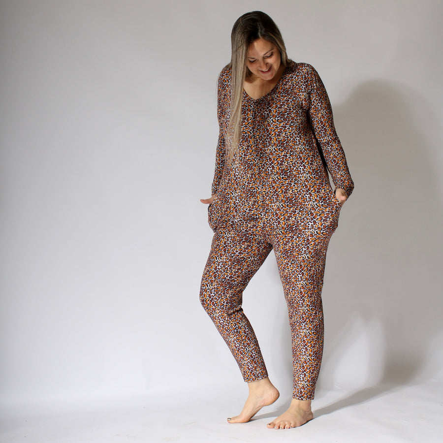 Women's One-Piece Lounger in Leopard King | Bamboo Viscose