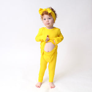 Front Opening Romper in Sunshine | Bamboo Viscose