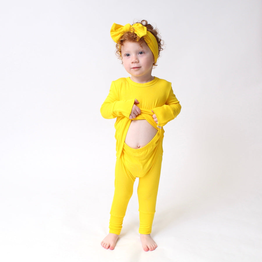 Front Opening Romper in Sunshine | Bamboo Viscose