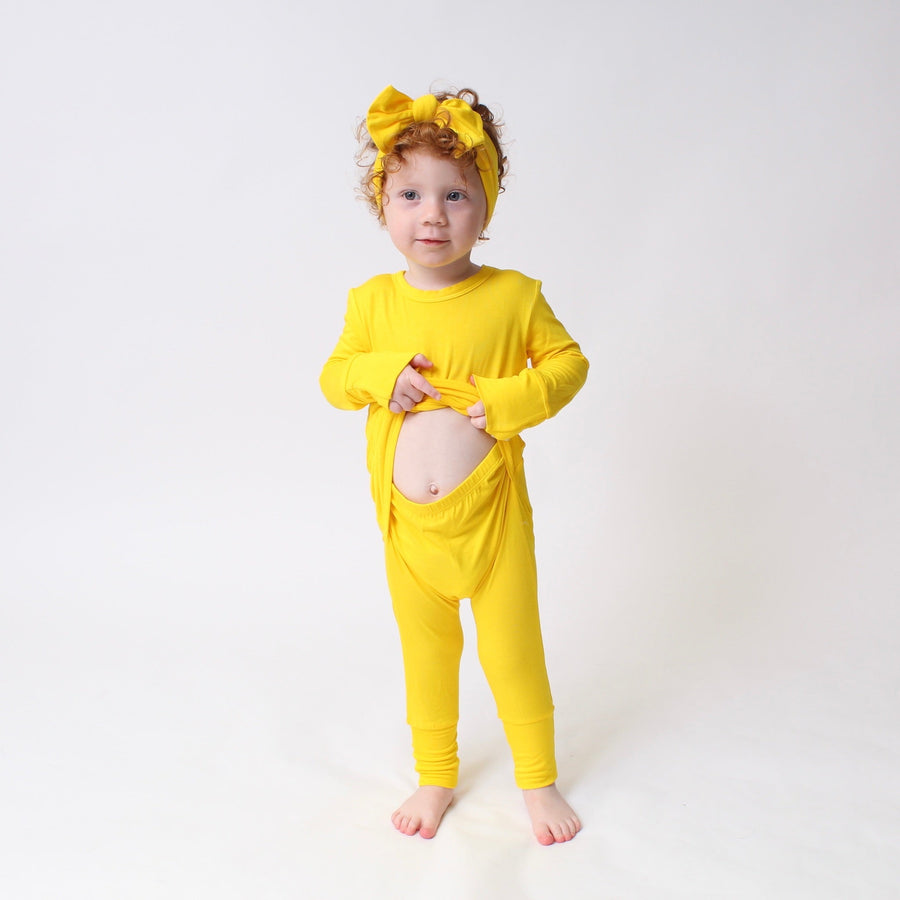 Front Opening Romper in Sunshine | Bamboo Viscose