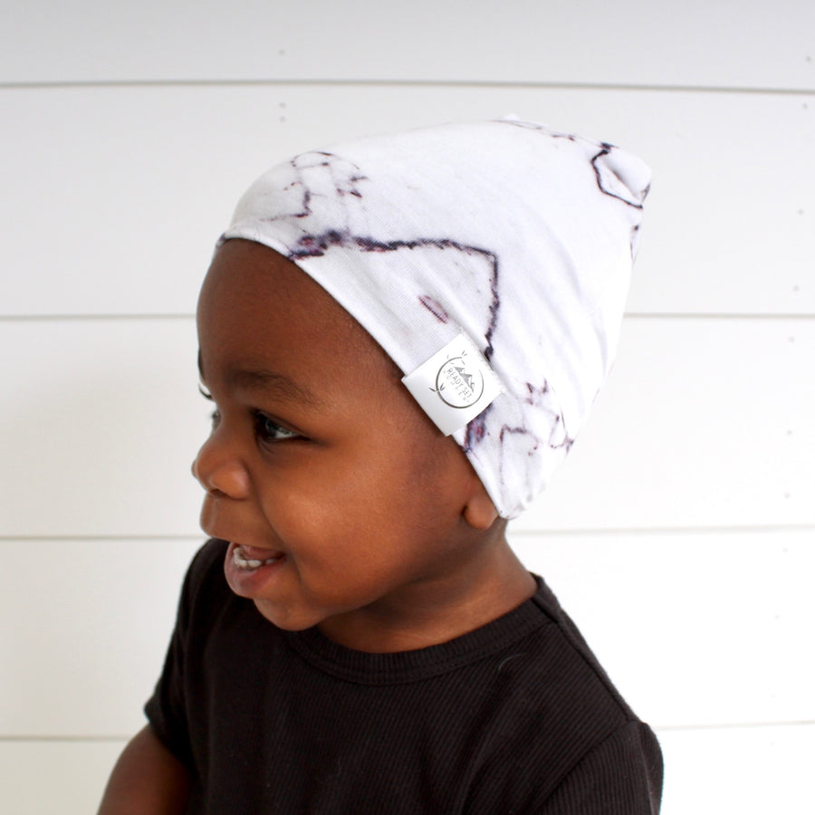 Beanie in Marbled Bianco | Bamboo Viscose
