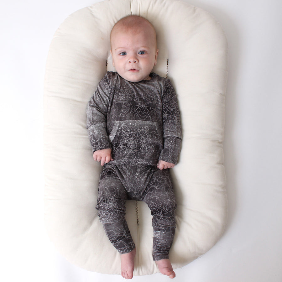 Front Opening Romper in Stormy | Bamboo Viscose