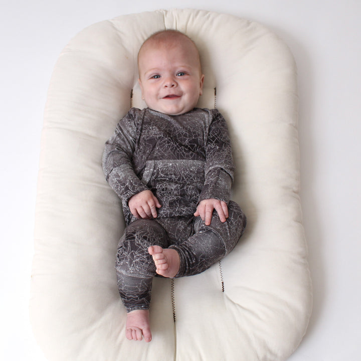 Front Opening Romper in Stormy | Bamboo Viscose