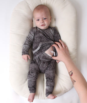 Front Opening Romper in Stormy | Bamboo Viscose