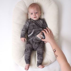 Front Opening Romper in Stormy | Bamboo Viscose