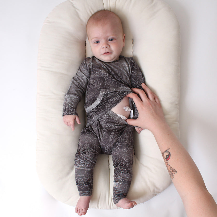 Front Opening Romper in Stormy | Bamboo Viscose