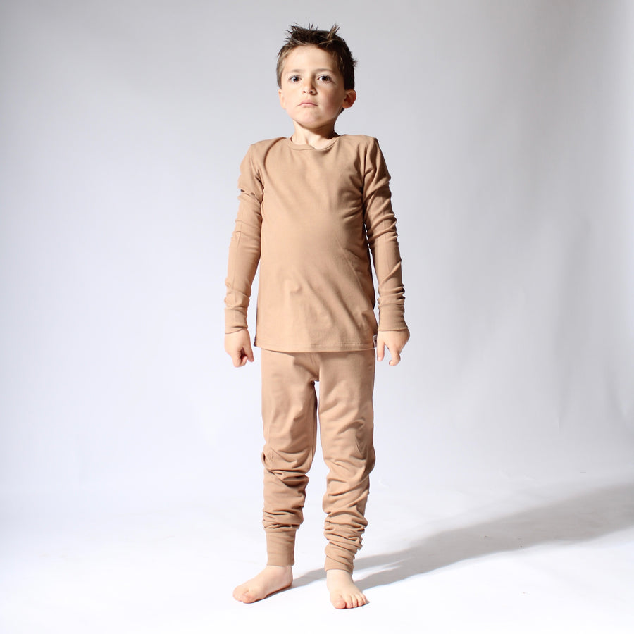 2 pc Loungewear Set in Sandstone | Ribbed Bamboo Viscose