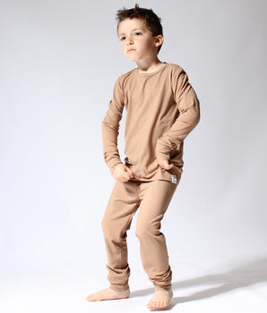 2 pc Loungewear Set in Sandstone | Ribbed Bamboo Viscose