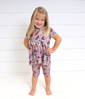 Front Opening Twirl Shortie Romper in Birds of a Feather | Bamboo Viscose